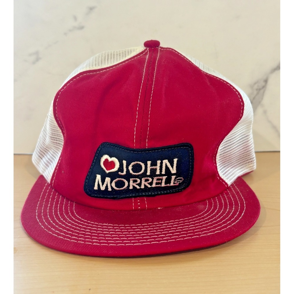 Vintage John Morrell Authentic Trucker Hat Red White Snapback K-Brand USA Cap